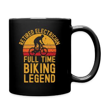 Retired electrician biking legend - Full Colour Mug - black - Right