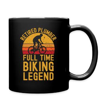 Retired plumber biking legend - Full Colour Mug - black - Right