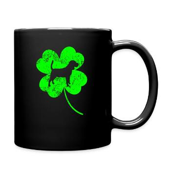 Basset-hound St.Patrick's day Shamrock - Tasse einfarbig - Schwarz - Rechts