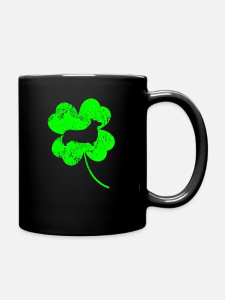 Corgi St.Patrick's Tag Kleeblatt - Tasse einfarbig - Schwarz
