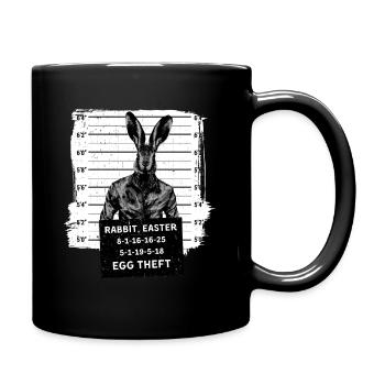Osterhase Mugshot Polizeifoto Hase Ostern - Tasse einfarbig - Schwarz - Rechts
