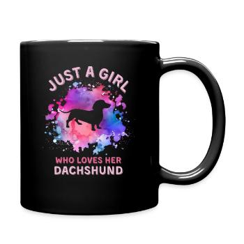 Nur ein Mädchen, das ihren Dackel liebt - Tasse einfarbig - Schwarz - Rechts