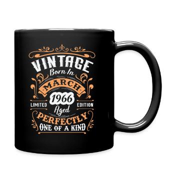 Cadeau d'anniversaire, Vintage né en Mars 1966 - Mug uni - noir - Droite
