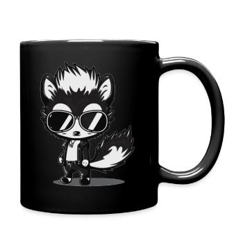 Rocker skunk en veste en cuir et lunettes de soleil - Mug uni - noir - Droite