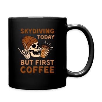 Coffee Skydiving skeleton - Full Colour Mug - black - Right