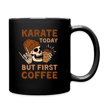 Kaffee Karate Skelett - Tasse einfarbig - Schwarz - Rechts
