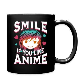 Smile if you like anime - Full Colour Mug - black - Right