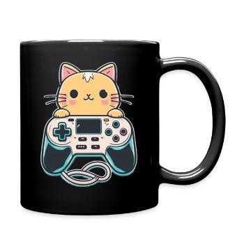 Kawaii Cat - Tasse einfarbig - Schwarz - Rechts