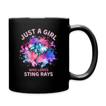 Nur ein Mädchen, das Stachelrochen liebt - Tasse einfarbig - Schwarz - Rechts