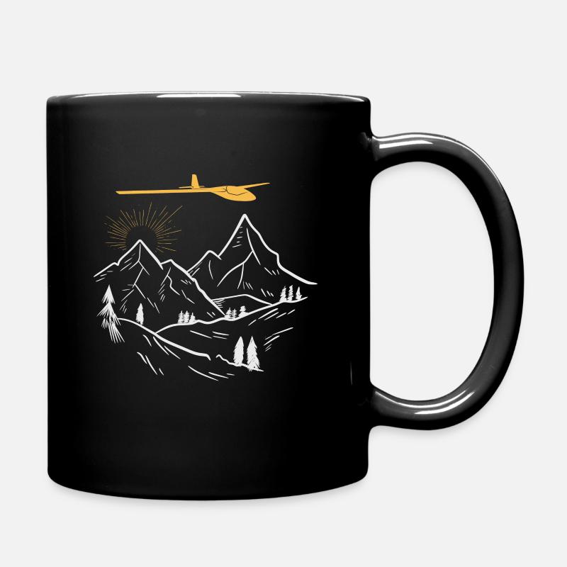 Segelfliegendes Segelflugzeug - Tasse einfarbig - Schwarz