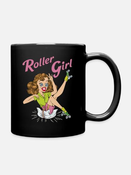 Roller Girl - Tasse einfarbig - Schwarz