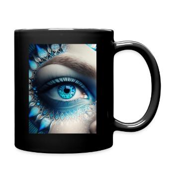 Mega Blaues Auge - Tasse einfarbig - Schwarz - Rechts