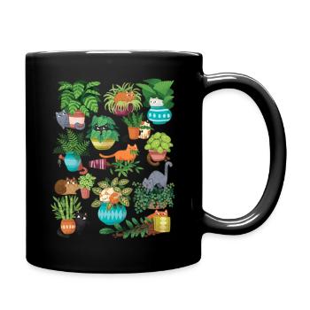 Chat et jardinières T Shirt - Mug uni - noir - Droite