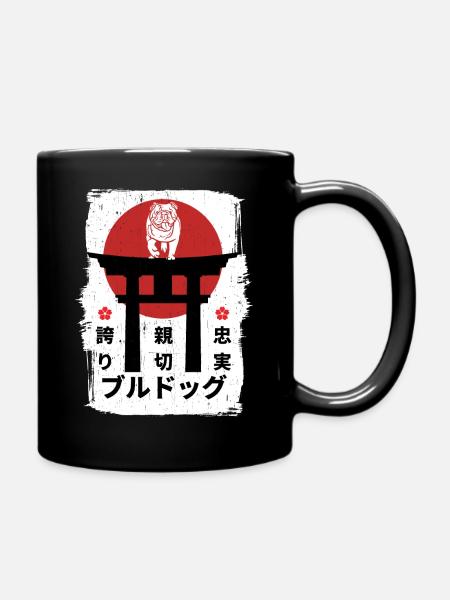 Bulldog Japan kanji - Full Colour Mug - black
