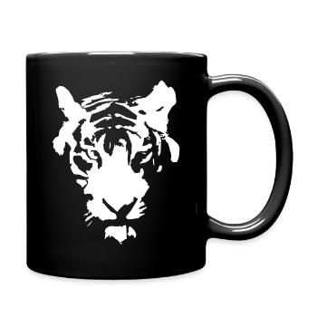 Tiegerkopf - Tasse einfarbig - Schwarz - Rechts