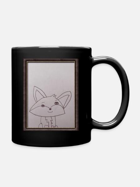 Cute fox hipster frame - Full Colour Mug - black