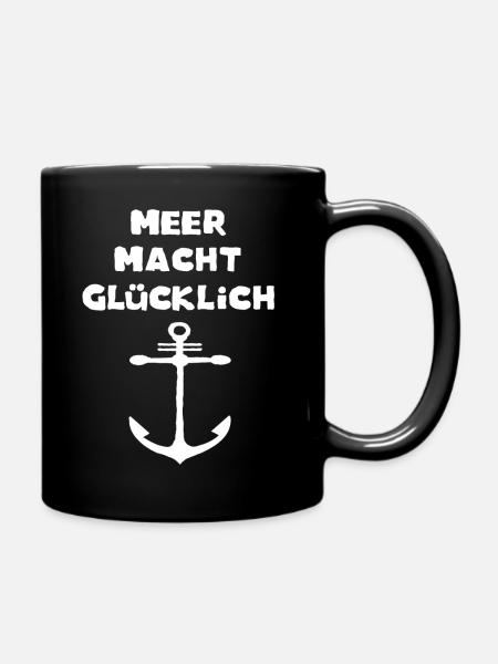 Meer macht glücklich - Tasse einfarbig - Schwarz