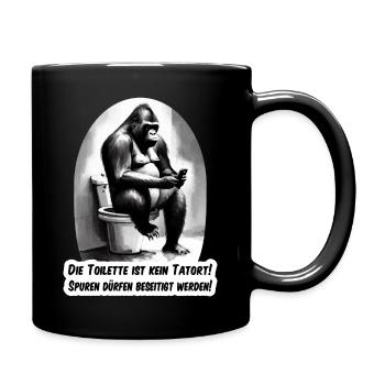 Gorilla auf Toilette - Tasse einfarbig - Schwarz - Rechts