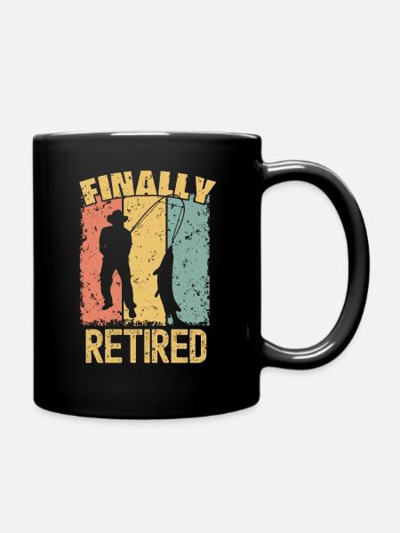 Fishing retirement retro - Full Colour Mug - black
