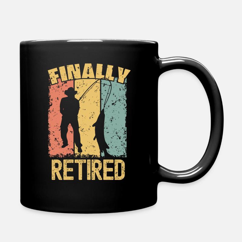 Fishing retirement retro - Full Colour Mug - black