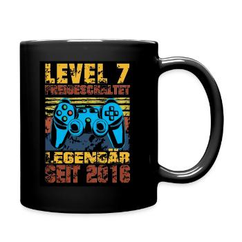LEVEL 7, 7. Geburtstag, Legendär seit 2016 - Tasse einfarbig - Schwarz - Rechts