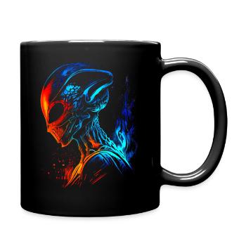 Cool Retro Futuristic Alien Fire and Water - Full Colour Mug - black - Right