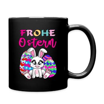 Frohe Ostern, süßes Osterhase, Ostereier Eier - Tasse einfarbig - Schwarz - Rechts
