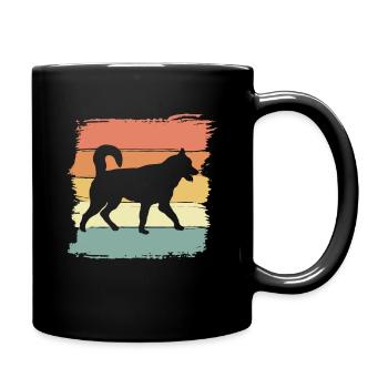 Husky Retro - Tasse einfarbig - Schwarz - Rechts