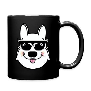Funny dog with sunglasses - Full Colour Mug - black - Right