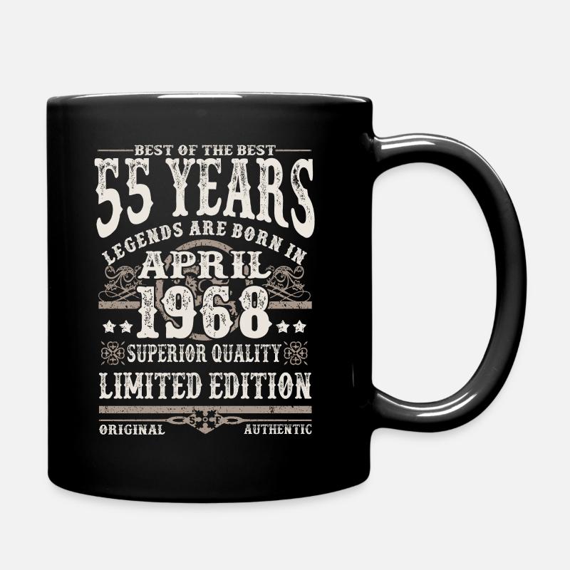 Born in April 1968 - 55 years old - Full Colour Mug - black