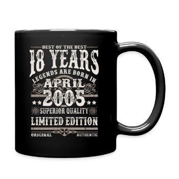Born in April 2005 - 18 years old - Full Colour Mug - black - Right