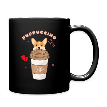 Puppuccino tshirt dog cute coffee - Full Colour Mug - black - Right