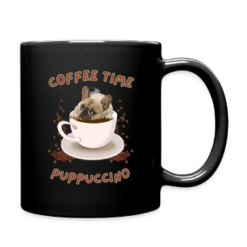 Puppuccino tshirt chien mignon coffee time - Mug uni - noir - Droite