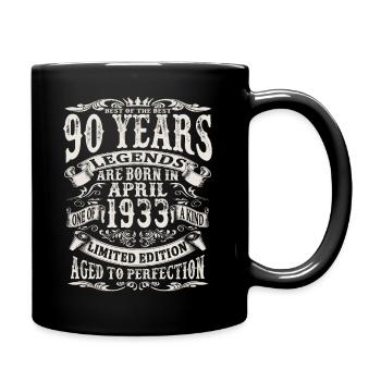 April 1933 - 90 years old - 90th birthday - Full Colour Mug - black - Right