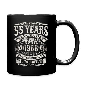 April 1968 - 55 Jahre alt - 55. Geburtstag - Tasse einfarbig - Schwarz - Rechts