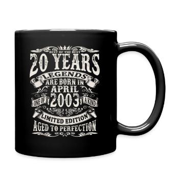 April 2003 - 20 years old - 20th birthday - Full Colour Mug - black - Right