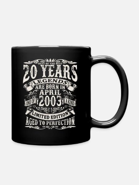 April 2003 - 20 Jahre alt - 20. Geburtstag - Tasse einfarbig - Schwarz