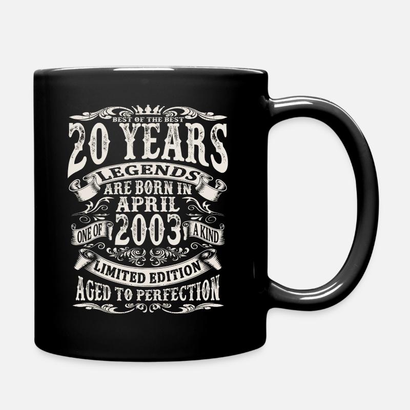 April 2003 - 20 Jahre alt - 20. Geburtstag - Tasse einfarbig - Schwarz