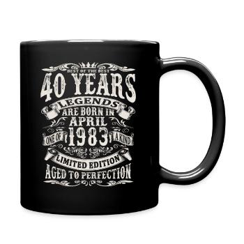 April 1983 - 40 years old - 40th birthday - Full Colour Mug - black - Right