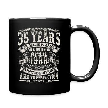 April 1988 - 35 Jahre alt - 35. Geburtstag - Tasse einfarbig - Schwarz - Rechts