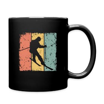 Skifahren im Retro-Bereich - Tasse einfarbig - Schwarz - Rechts