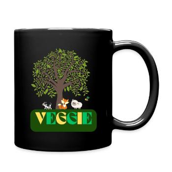 schönes Veggie Motiv - Tasse einfarbig - Schwarz - Rechts