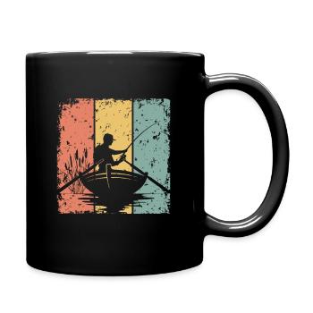 Angeln im Retro-Stil - Tasse einfarbig - Schwarz - Rechts