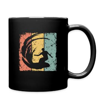 Surfen im Retro - Tasse einfarbig - Schwarz - Rechts