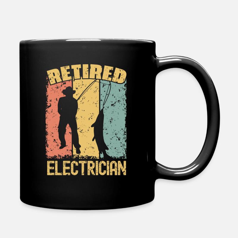 Fishing retired electrician - Full Colour Mug - black