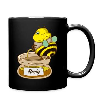 Biene Honig - Tasse einfarbig - Schwarz - Rechts