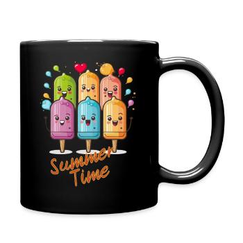 Sommer Eis Party am Stil fröhlich lachend - Tasse einfarbig - Schwarz - Rechts