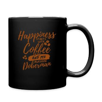 Coffee Doberman lover - Full Colour Mug - black - Right