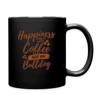 Kaffee Bulldogge Liebhaber - Tasse einfarbig - Schwarz - Rechts