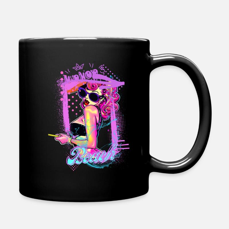 Pin up style plage rétro - Mug uni - noir